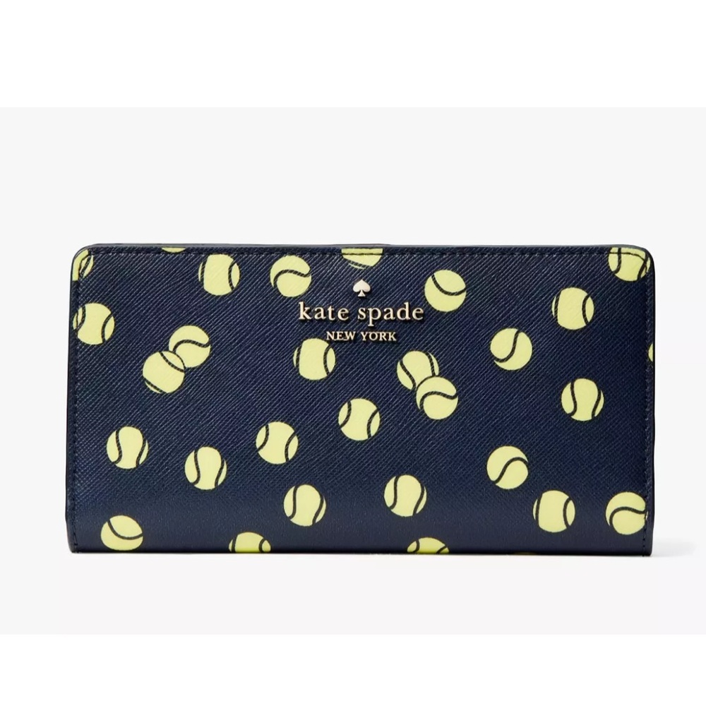 New Kate Spade Tennis Toss Large Bifold Blazer Blue Multi